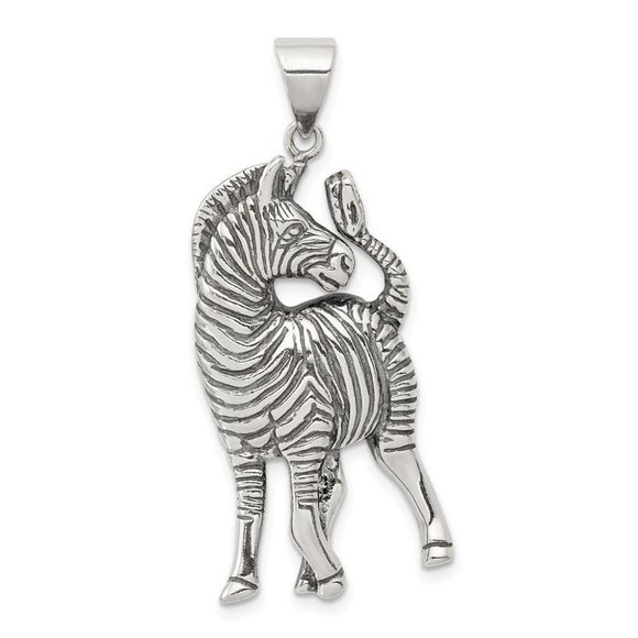 Sterling Silver Antiqued Zebra Pendant 925 pendant - Picture 1 of 2